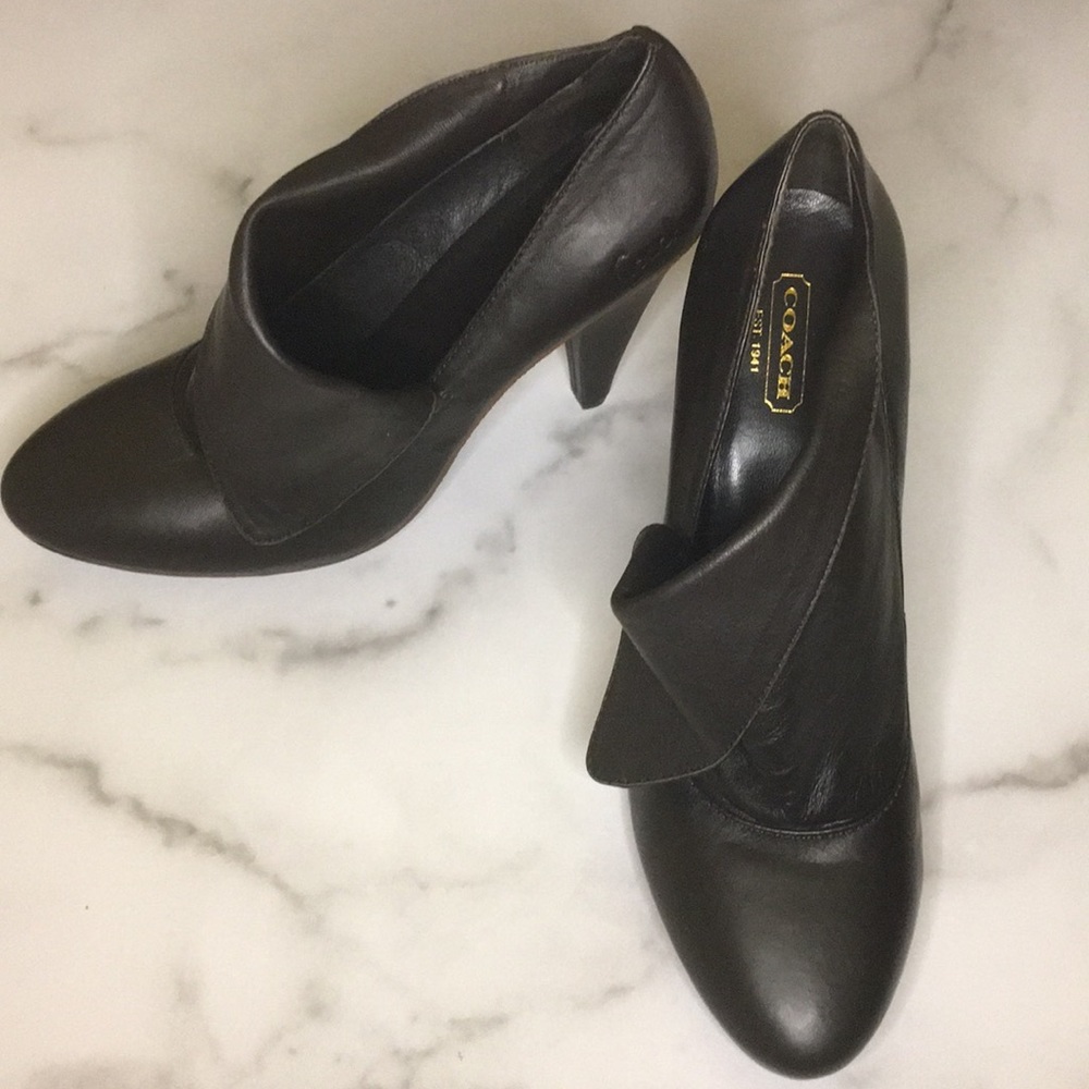 Coach Chestnut Leather Booties/Heels